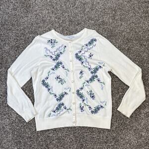 Women’s Vintage Charter Club Embroidered Button Up‎ Cardigan Sweater Size L